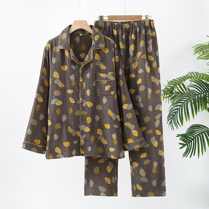 Pure cotton long sleeve jacquard pajama set