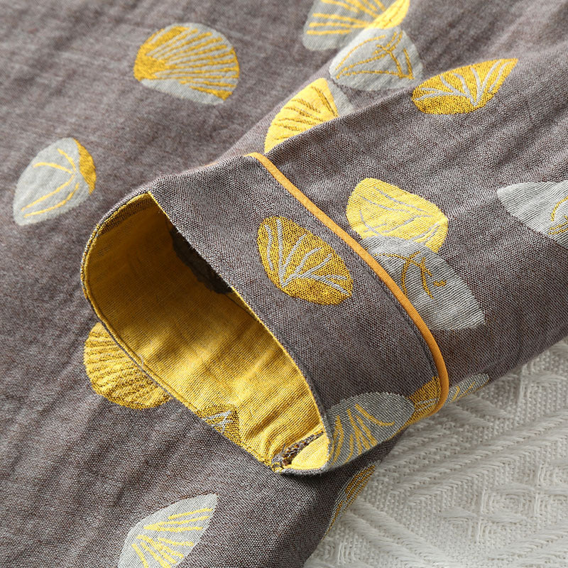 Pure cotton long sleeve jacquard pajama set