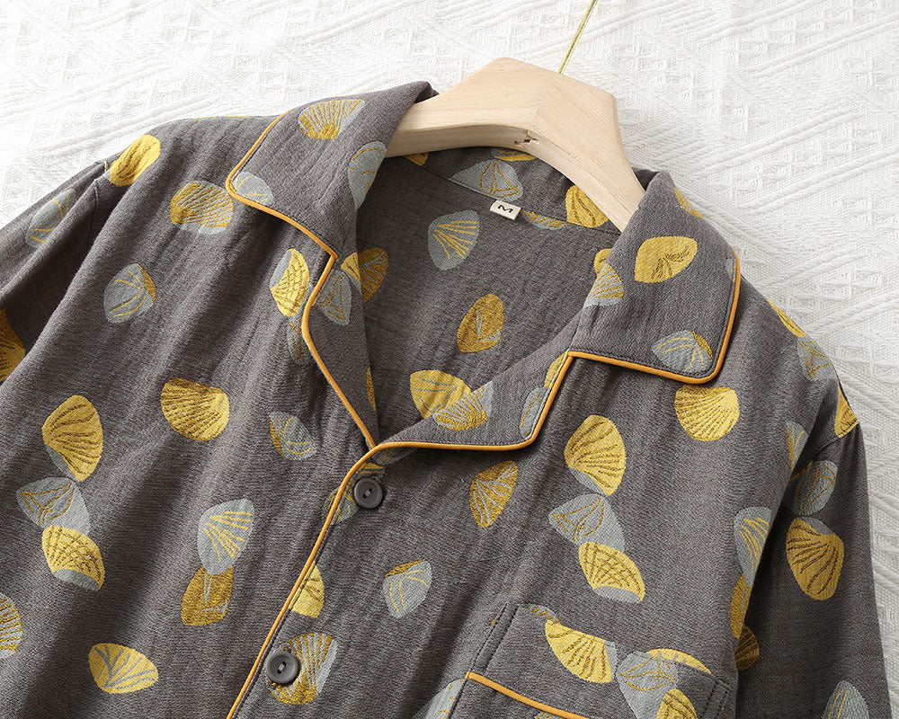 Pure cotton long sleeve jacquard pajama set