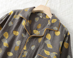 Pure cotton long sleeve jacquard pajama set