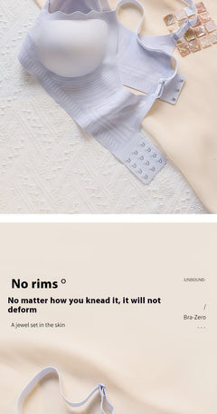 Thin wireless anti-sagging push-up bra with wide side-smoothing bands and gentle wire-free shaping