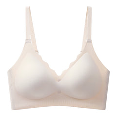 Thin wireless anti-sagging push-up bra with wide side-smoothing bands and gentle wire-free shaping