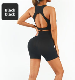 Women's 2-piece seamless workout set with high-waisted leggings and padded sports bra