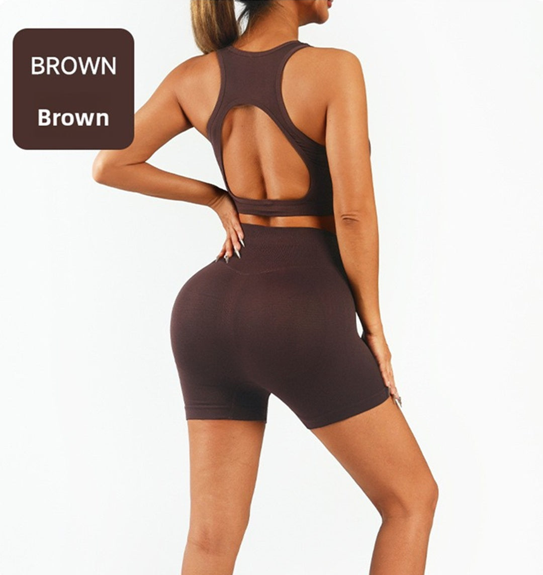 Women's 2-piece seamless workout set with high-waisted leggings and padded sports bra
