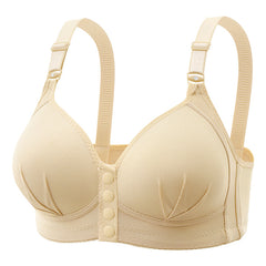 Women's front button closure wireless comfort bras in skin color
