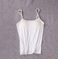Women's beige nude seamless padded camisole tank top with thin adjustable straps