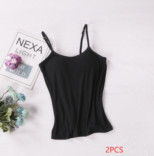 Women's beige nude seamless padded camisole tank top with thin adjustable straps