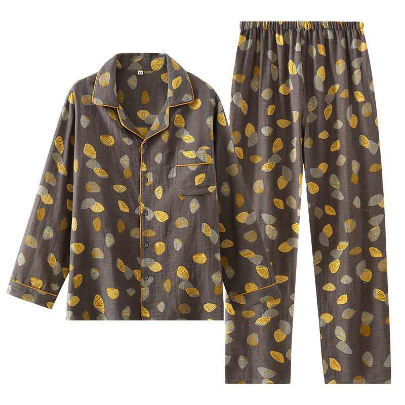 Pure cotton long sleeve jacquard pajama set