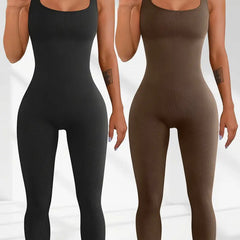 Women's ribbed sleeveless tank top one-piece jumpsuit bodysuit