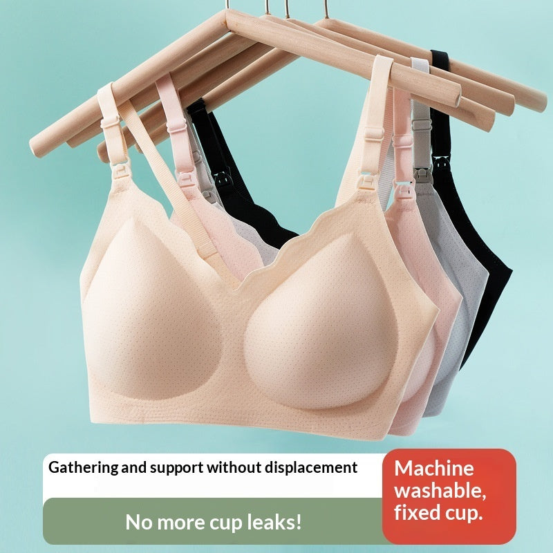 Soft wireless push-up nursing bra