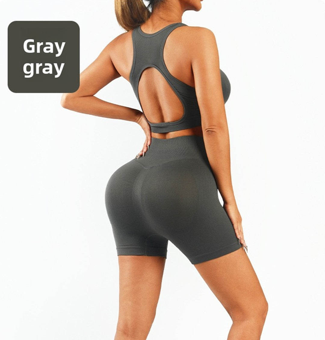 Women's 2-piece seamless workout set with high-waisted leggings and padded sports bra