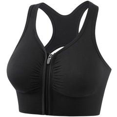Plus size front zip shockproof push up sports bra for running and yoga