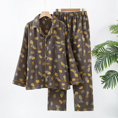 Pure cotton long sleeve jacquard pajama set