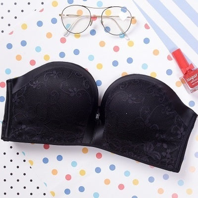 Comfortable push-up wireless bra in soft nude fabric showing wire-free lift and back smoothing support