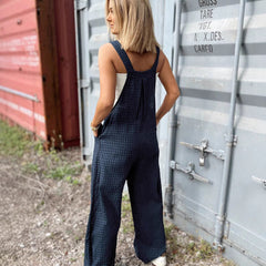 Women's casual high waist all-matching straight leg jumpsuit